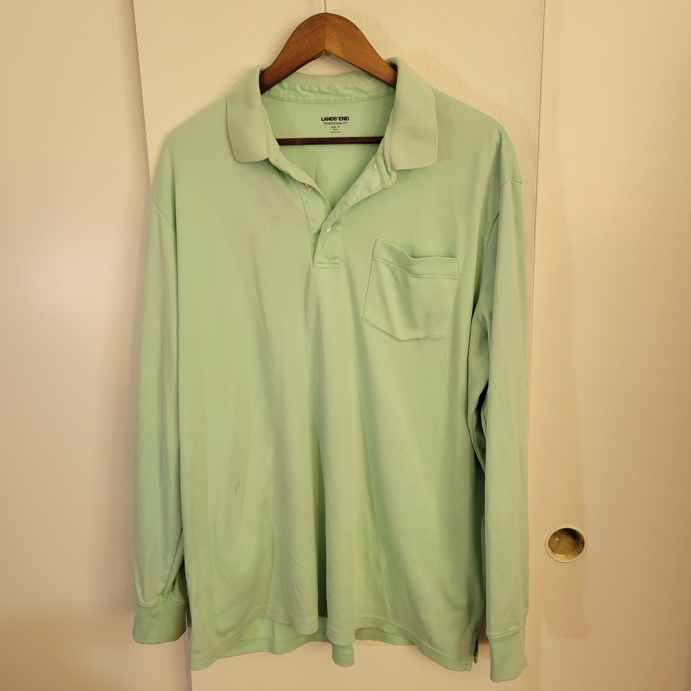 Lands' End Men's Light Green Polo Shirt